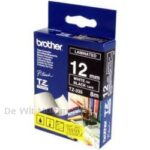 Brother P-TOUCH 12MM TZ335 witte letters op ZWART tape #22435 GELAMINEERD