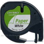 Dymo Tape Paper White 12 mx 4 mm f Letratag DYMO LetraTAG - Paper tape - black on white - Roll (1.2 cm x 4 m) - 1 roll(s) - for LetraTag LT-100H. LT-100T S0721510