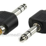 Adapter plug 6.35mm stereo stekker - 2x RCA kontra stekker