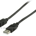 USB 2.0 aansluitkabel 1Mtr A-B  zwart