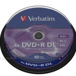 Verbatim DVD+R/8.5GB 8x DLAYER mattsilv Spdl 10 Verbatim - 10 x DVD+R DL - 8.5 GB 8x - dof zilver - spindel