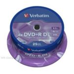 Verbatim DVD+R/8.5GB 8X Matt Silver Surface Spd25 Verbatim - 25 x DVD+R DL - 8.5 GB 8x - dof zilver - spindel