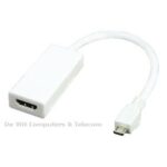 MHL CONNECTION ADAPTER MICRO -B naar HDMI  WIT 20cm op=op