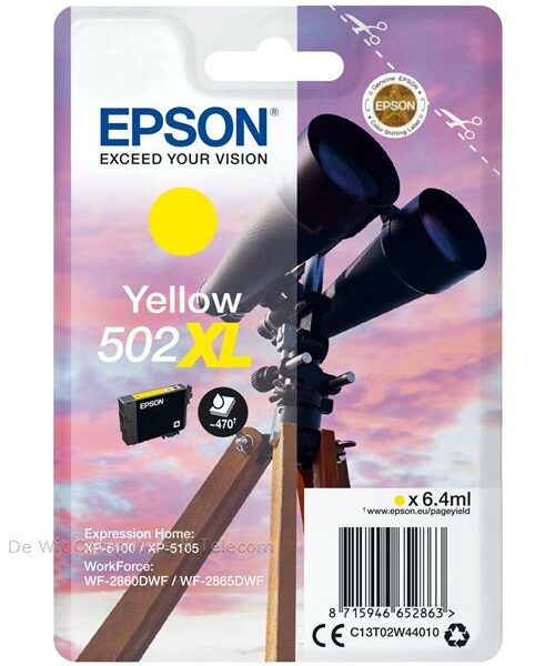 Epson 502XL Yellow  (tot 470 pagina's met 5% bedrukt)