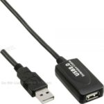 Actieve USB 2.0-Verlengkabel/Booster/Extender  | A Male - A Female | 10Mtr | Zwart