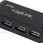 Logilink USB-HUB 4-Port met voeding zwart actief