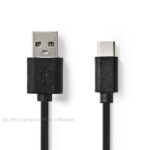 USB2 Kabel USB-C Male - USB A Male 2Mtr Zwart
