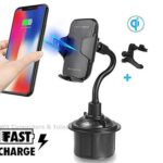 Macally Car cup mount phone holder w. 10W Qi Charger