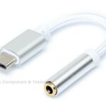 Type-C audio kabel M/F. Zilver (3.5mm jack)