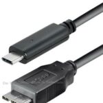 USB Micro B naar USB-C kabel - USB3.1 Gen 1 - tot 2A / zwart - 1Mtr