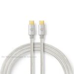 USB 3.0-Kabel voor Synchroniseren. Opladen en AV-Ondersteuning | Verguld 2Mtr | USB C Male naar USB C Male | Voor Aansluiten van Smartphones en Mobiele Apparaten