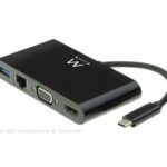 Ewent EW9827 USB-C 4K Multiport Dock / BLACK (1X USB / 1X LAN / 1X VGA / 1X HDMI)