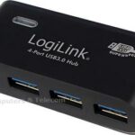 Logilink 4 Port Hub. USB 3.0 actief zwart (met netvoeding 220/230V)
