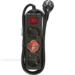 Stekkerdoos met schakelaar 3 voudig 1.5Mtr zwart