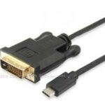 Equip Adapter USB-C -> DVI-D (24+1) 1920x1200/­60Hz 1.80m zwart  (bijna 2Mtr)