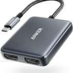 Anker USB-C naar Dual HDMI-adapter. compacte USB-C hub. ondersteunt 4K @60Hz en Dual 4K @30Hz