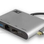 ACT AC7040 USB-C 4K DOCK/multiport adapter met HDMI. USB-A. LAN. USB-C met PD Pass-Through 60W