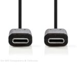 Nedis USB-C MALE TO USB-C MALE  1Mtr  data 10Gbps 8K@30Hz   laden 100Watt  (USB3.2) MHL Alt Mode supported