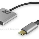 ACT AC7005 USB-C naar 3.5mm jack audio adapter en PD pass through Aluminium. Grijs