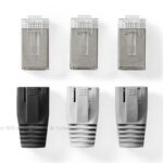 RJ45 Connectoren voor SOLID en stranded (massief/stug en soepel) UTP/FTP CAT6 kabels Pass Trough doorsteek incl tule  (Per 10 stuks)