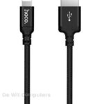 Hoco lightning naar USB-A kabel 2Mtr Braided canvas zwart