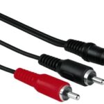 Audio aansluitkabel 2Mtr Jack 3.5mm Male -> 2xRCA/Tulp Male