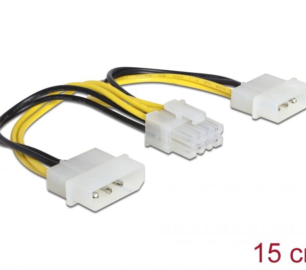 DeLock 2 x molex naar 8-pin EPS 15cm voor moederbord
