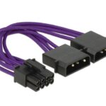 Delock Power Cable PCI Express 8 pin male > 2 x 4 pin male textile shielding purple  voor VGA kaart power