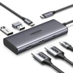 UGREEN USB-C Dockingstation Dubbel scherm 6 IN 1 USB C Hub met dubbele HDMI. USB C/USB A Datapoorten. PD 100W snel opladen
