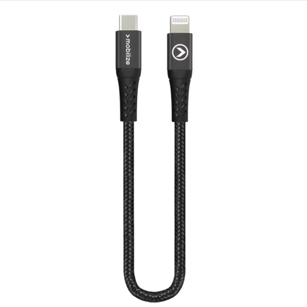 Mobilize Strong Nylon Cable USB-C to MFi Lighting 20cm. 60W Black