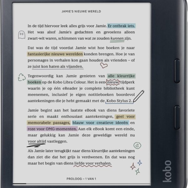 Kobo Libra Colour - E-reader - 7 inch kleurenscherm - 32GB - Luisterboeken - Zwart