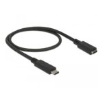 DeLock USB-C Verlengkabel 3.1Gen2  0.5Mtr  USB-C 3.1 Gen 2 naar Type-C female  Data - 4K-60Hz  Audio + Video - 60W PD Verleng Kabel - Oplaadkabel