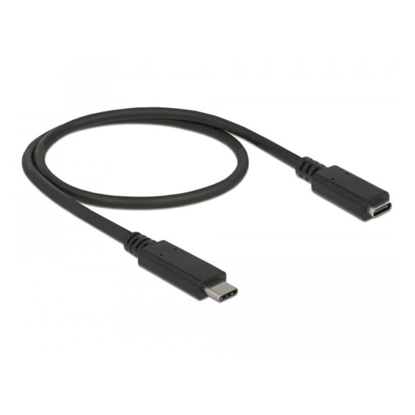 DeLock USB-C Verlengkabel 3.1Gen2  0.5Mtr  USB-C 3.1 Gen 2 naar Type-C female  Data - 4K-60Hz  Audio + Video - 60W PD Verleng Kabel - Oplaadkabel