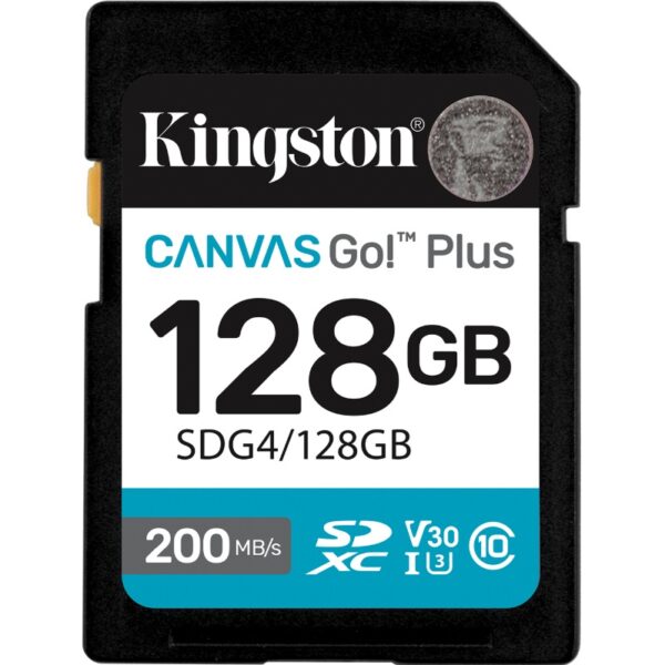 Kingston SDXC 128GB U3 V30 Canvas Go Plus  (4K Ultra-HD videos) (read: 200MB/s write: 160MB/s)
