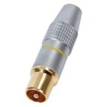Coax plug male recht metaal voor 6mm kabel