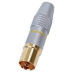 Coax plug female recht metaal voor 6mm kabel