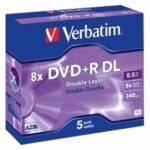 Verbatim DVD+R/8.5GB 8x AdvAZO Double Layer 5pk DVD+R/8.5GB 8xspd Double LayerAdvanced AZO 5pk MATT SILVER SURFAC