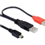 USB Y KABEL 2x usb-a st>mini USB 5pin  1Mtr voor externe 2.5" harddisk op=op