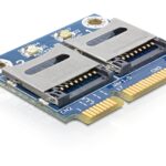 MiniPCIe Card Reader 2x Micro SDXC USB 2.0 half size Delock industry