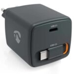 Nedis USB-C lader met retractable USB-C kabel 65Watt totaal vermogen