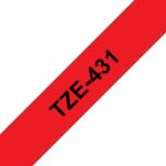 Brother TZ-431 12mm - black on red - laminated (8Mtr) - Afbeelding 2