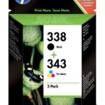 HP 338/343 2PACK (Tot 480 pagina's 5% bedrukt Zwart)(Tot 330 pagina's 5% bedrukt Kleur)