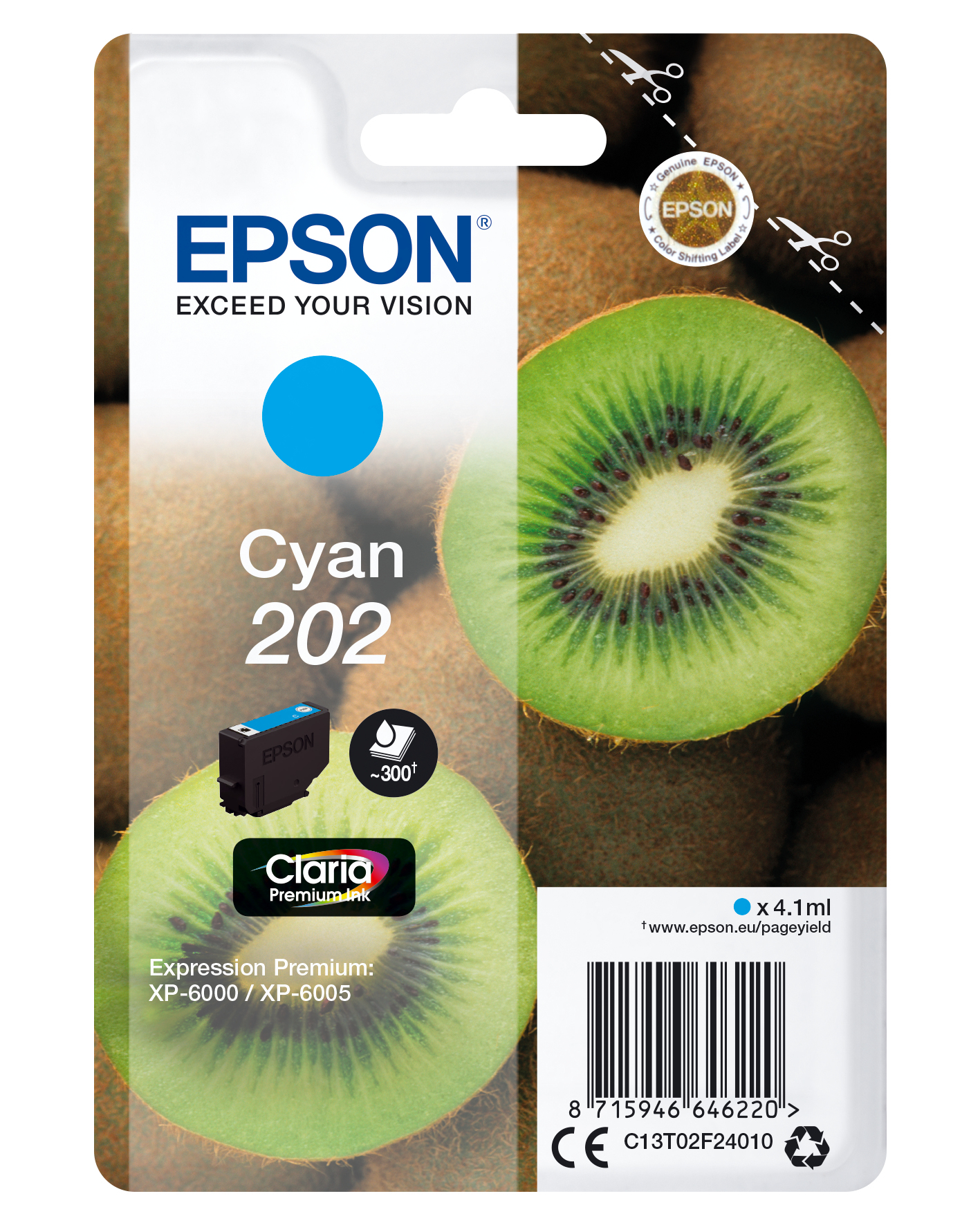 a47831 Epson 202 cyaan (tot 300 pagina's met 5% bedrukt) - Afbeelding 1