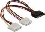 Delock 65159 Kabel Voeding SATA 15-polig naar 2 x 4-polig Molex female 20cm