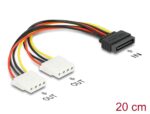 Delock 65159 Kabel Voeding SATA 15-polig naar 2 x 4-polig Molex female 20cm - Afbeelding 2